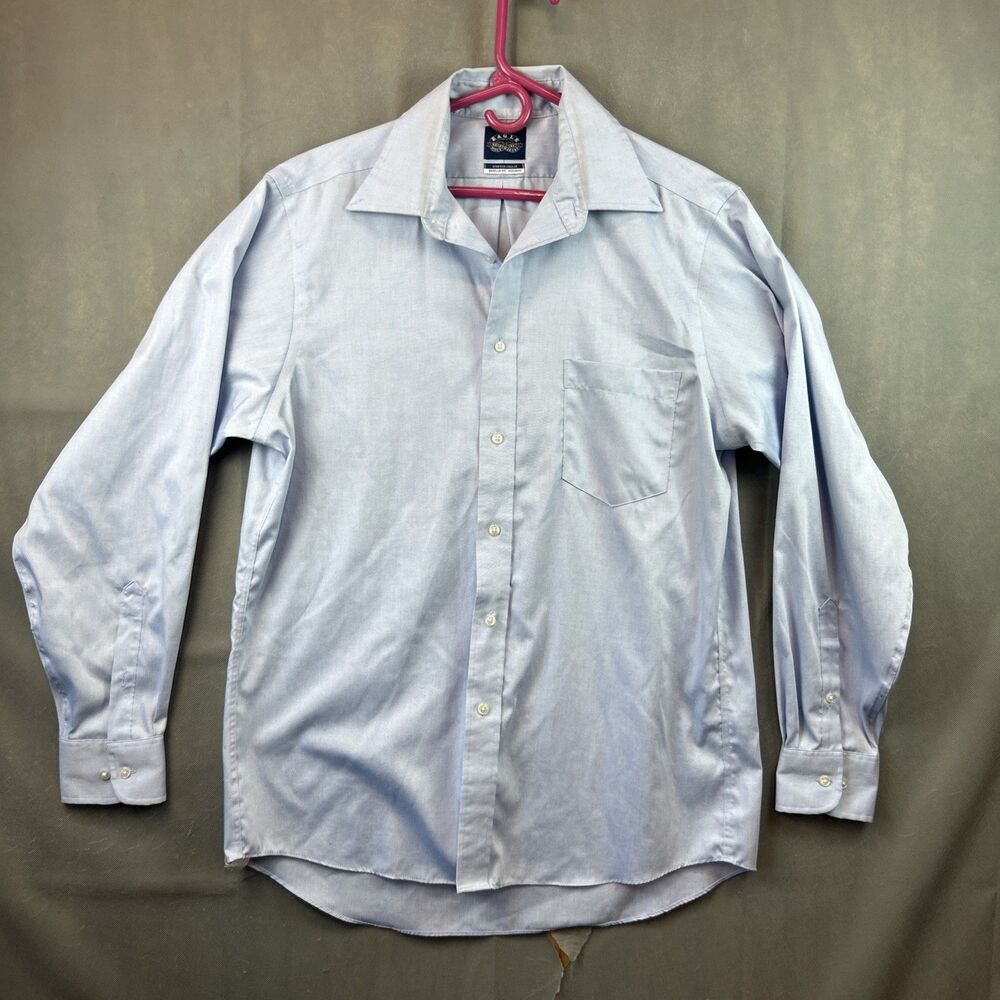 Eagle Shirtmakers Dress Shirt Mens 16 34/35 Blue Regular Fit Non Iron